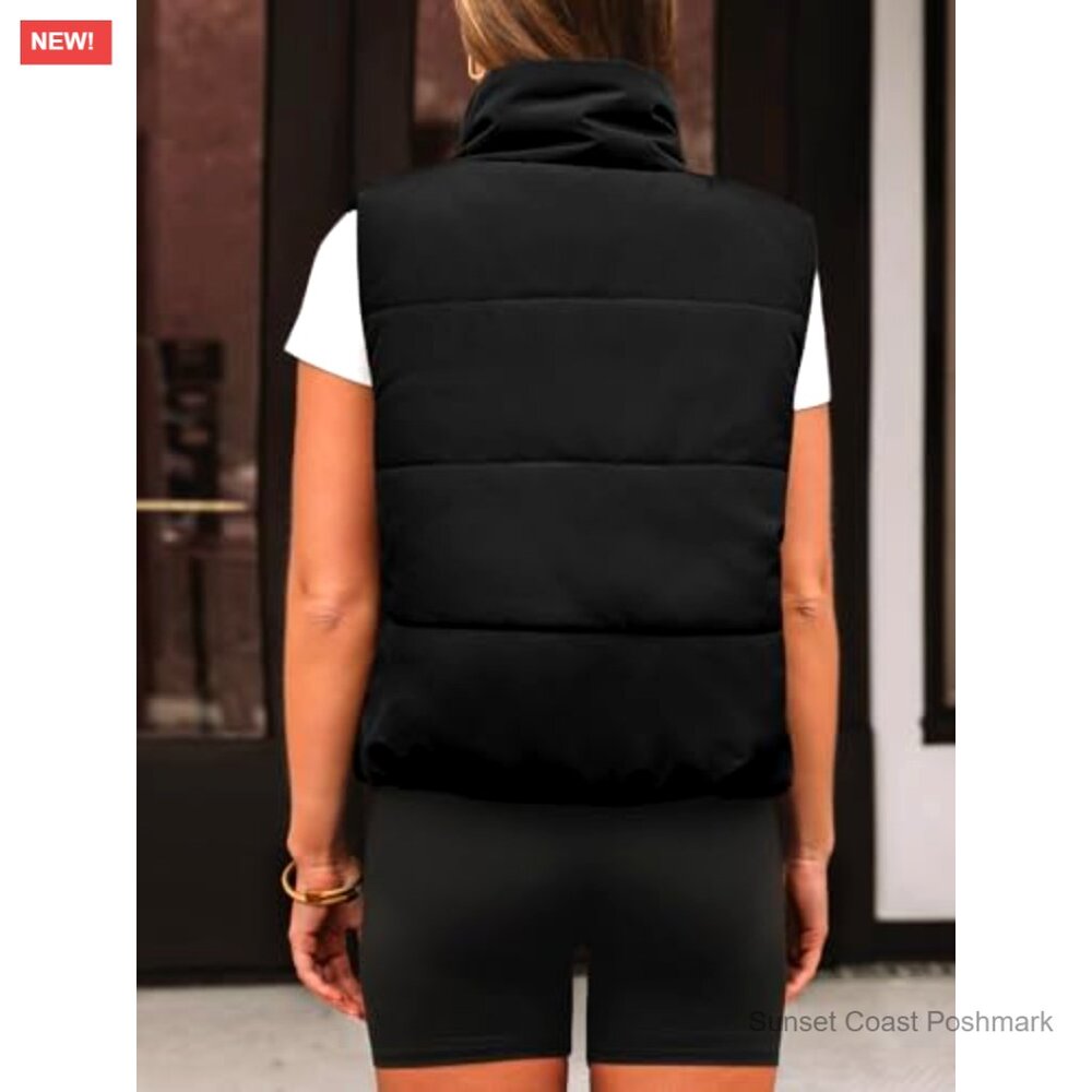Cropped Puffer Vest, Sleeveless Gilet for Fall Winter Spring Outerwear - Picture 4 of 7